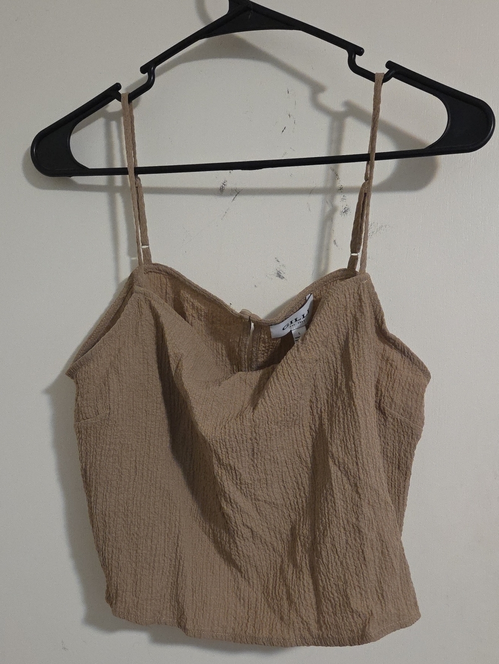 Beige Textured Spaghetti Strap Cami